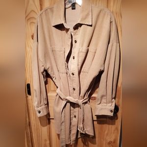 ✨️Corduroy belted Jacket Shacket mini dress Tan Small✨️